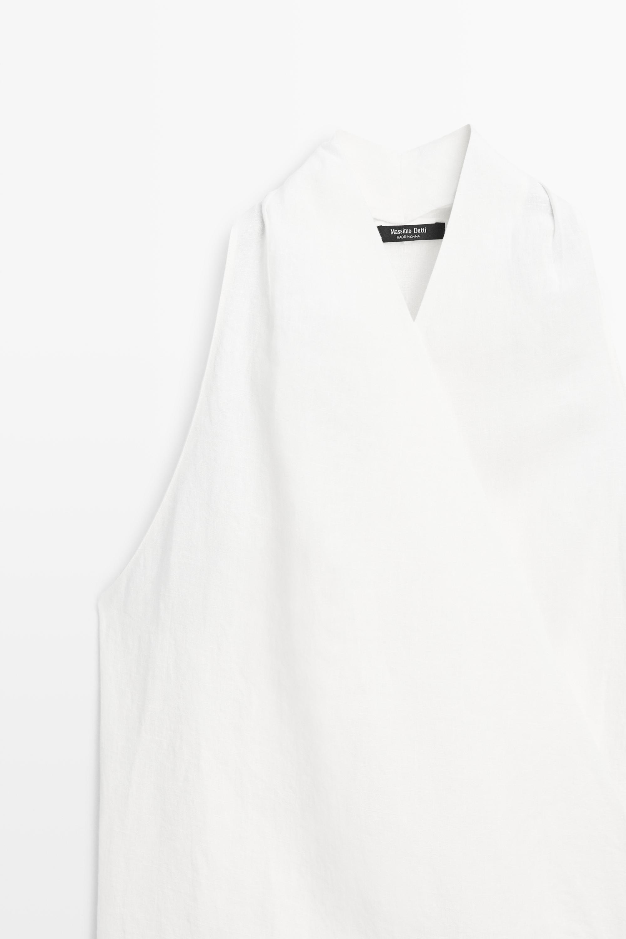 100% linen surplice top with corset belt detail